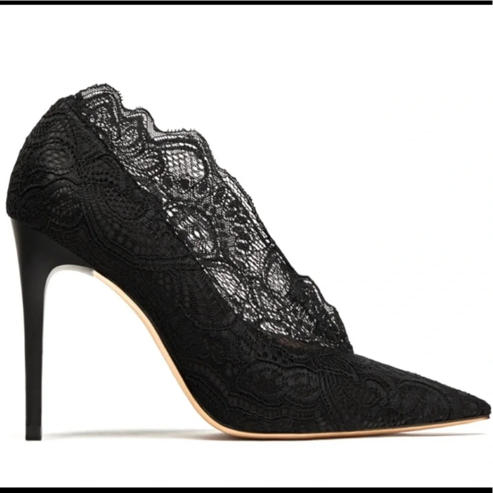 Zara Heels Black Lace Detail Size 6.5 NWT - Picture 2 of 8